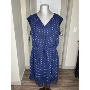 Enfocus Studio Navy Blue Polka Dot Midi Dress